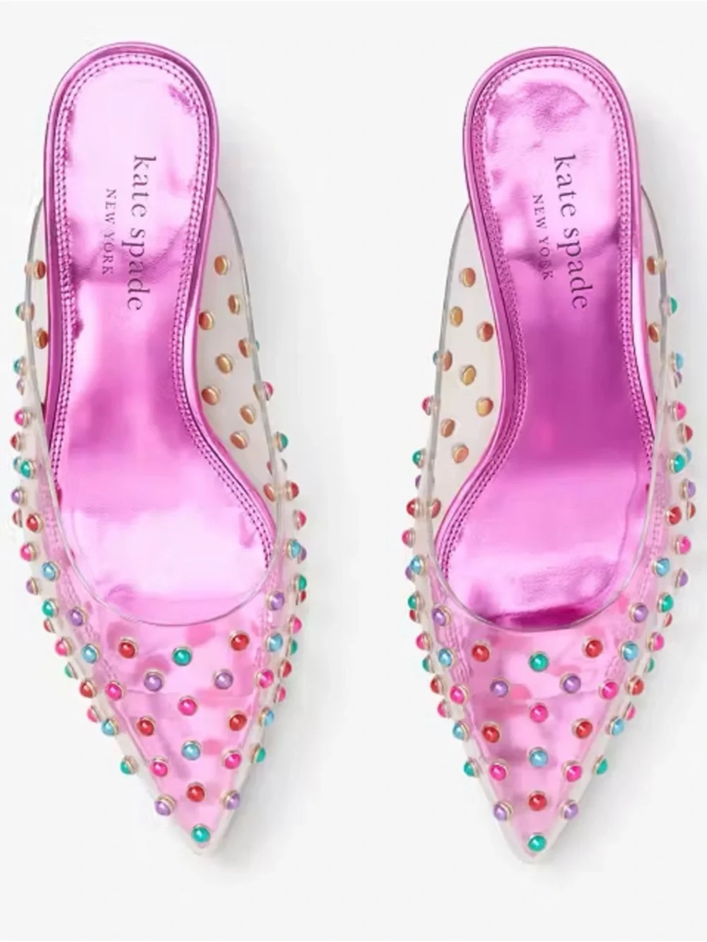 kate spade Pink Clear Mule with Multicolored Studs - Picture 2 of 7